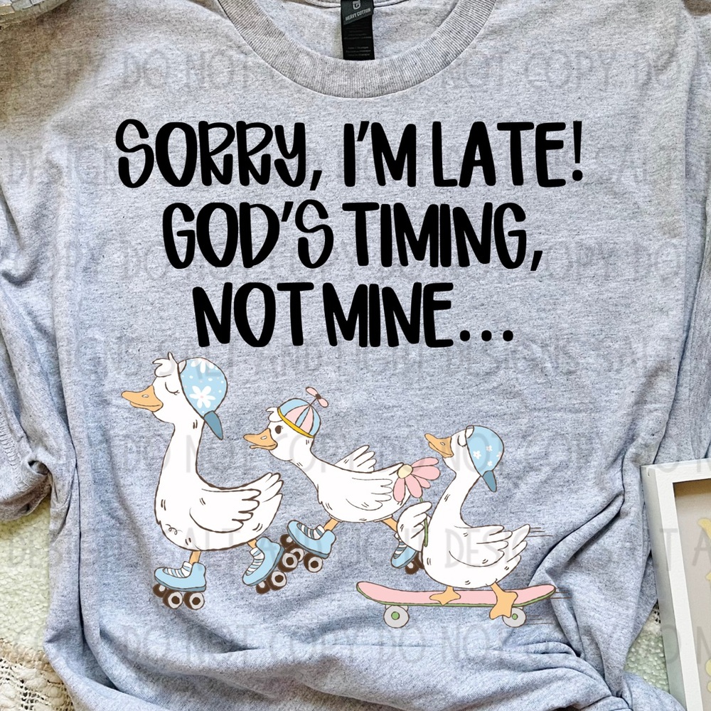 Gray Graphic Tee with Ducks and Fun Quote